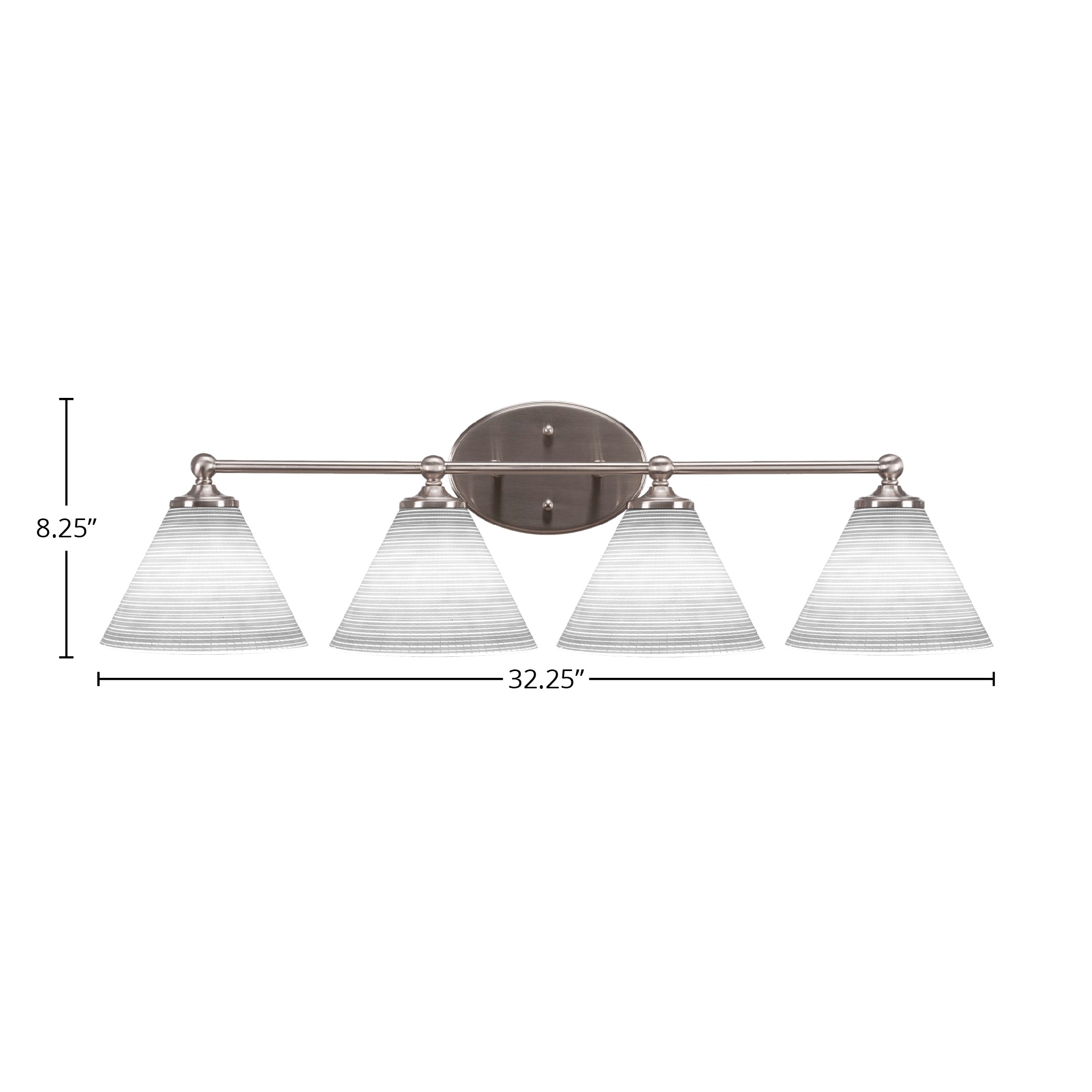Capri Four Light Bath Bar in Brushed Nickel with 7" White Matrix Shade