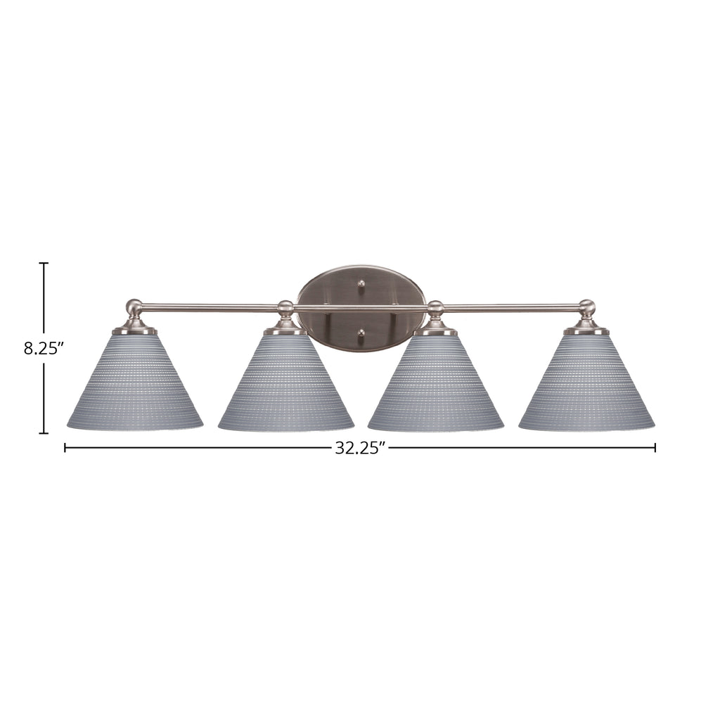 Capri Four Light Bath Bar in Brushed Nickel with 7" Gray Matrix Shade