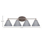 Capri Four Light Bath Bar in Brushed Nickel with 7" Gray Matrix Shade