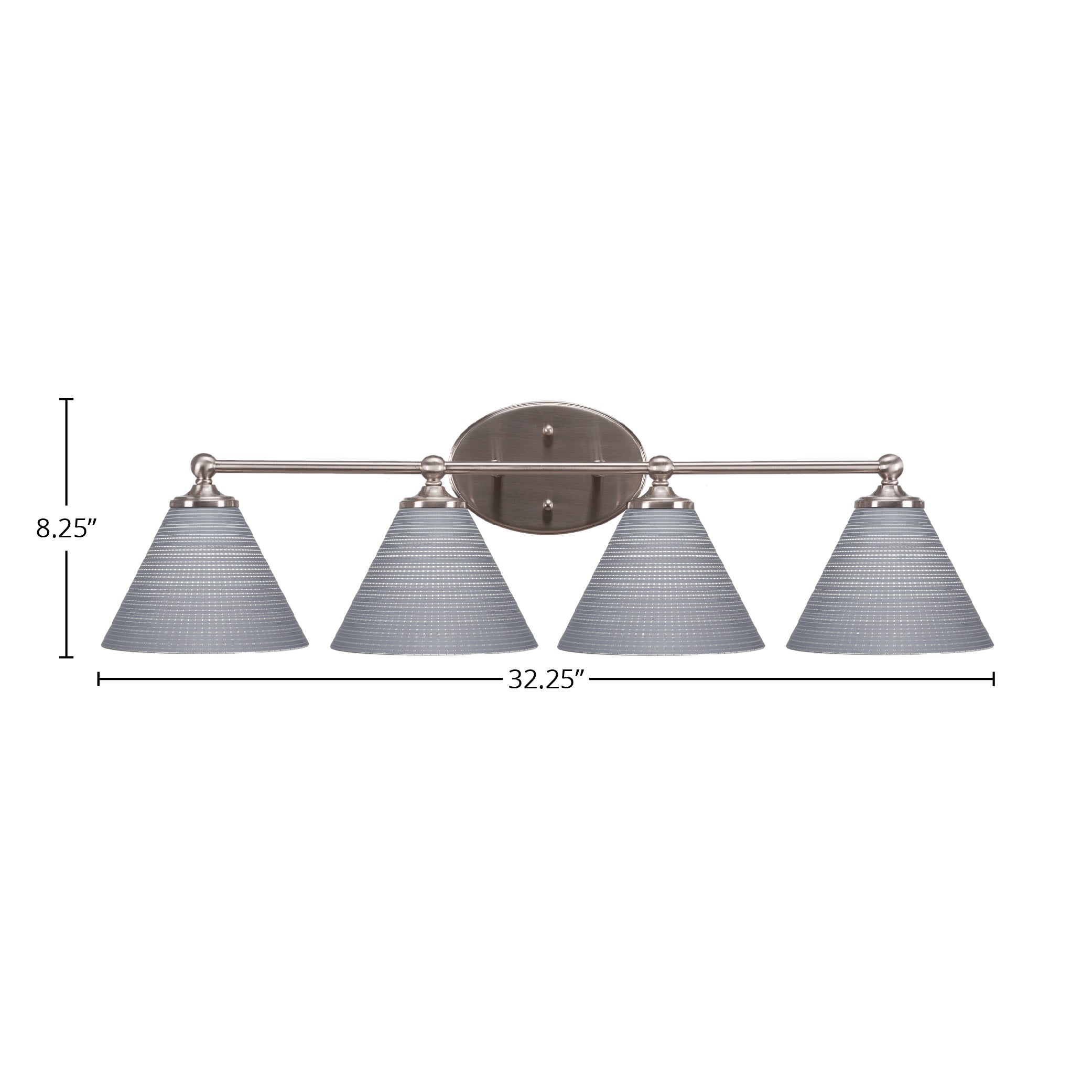 Capri Four Light Bath Bar in Brushed Nickel with 7" Gray Matrix Shade
