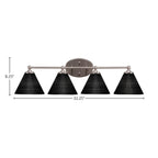 Capri Four Light Bath Bar in Brushed Nickel with 7" Black Matrix Shade