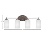 Capri Four Light Bath Bar in Brushed Nickel with 4" White Matrix Shade