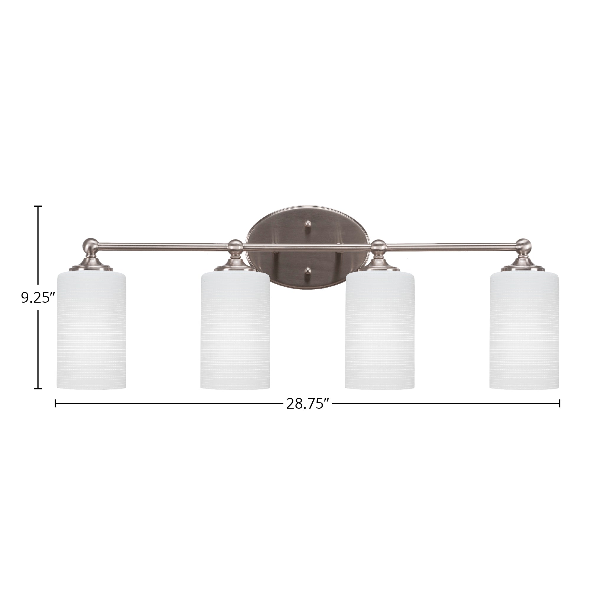 Capri Four Light Bath Bar in Brushed Nickel with 4" White Matrix Shade