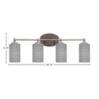 Capri Four Light Bath Bar in Brushed Nickel with 4" Gray Matrix Shade