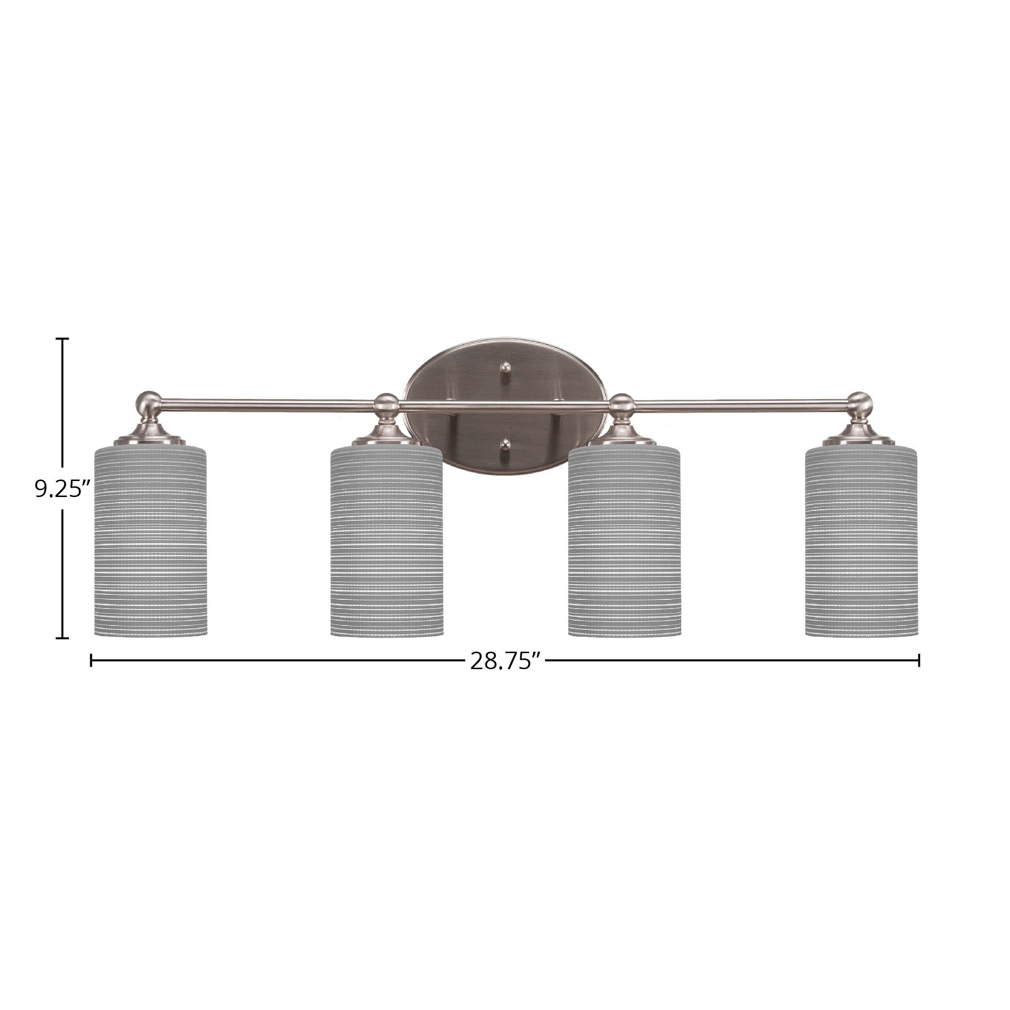 Capri Four Light Bath Bar in Brushed Nickel with 4" Gray Matrix Shade