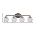 Capri Four Light Bath Bar in Brushed Nickel with 5.75" Clear Bubble Shade