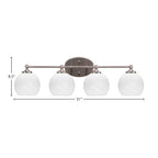 Capri Four Light Bath Bar in Brushed Nickel with 5.75" White Marble Shade