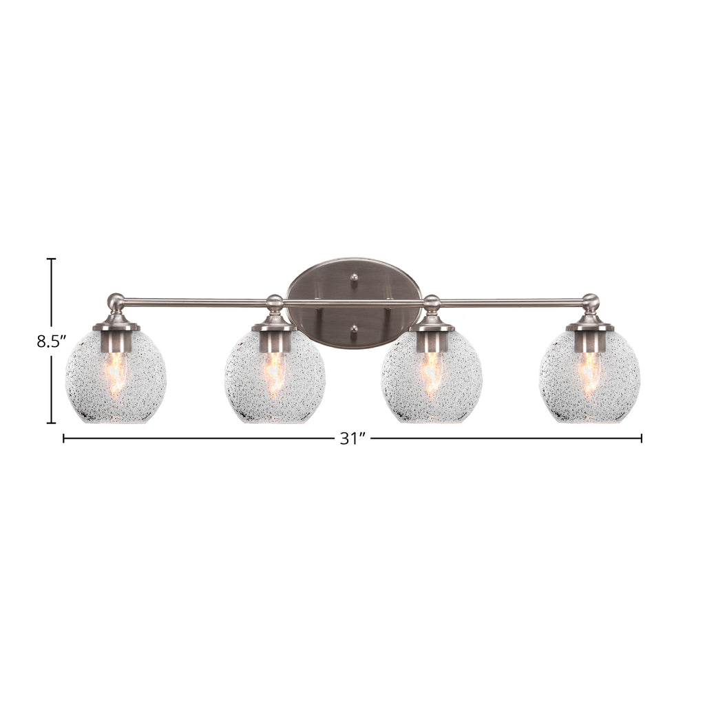 Capri Four Light Bath Bar in Brushed Nickel with 5.75" Smoke Bubble Shade