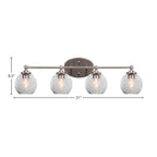 Capri Four Light Bath Bar in Brushed Nickel with 5.75" Smoke Bubble Shade