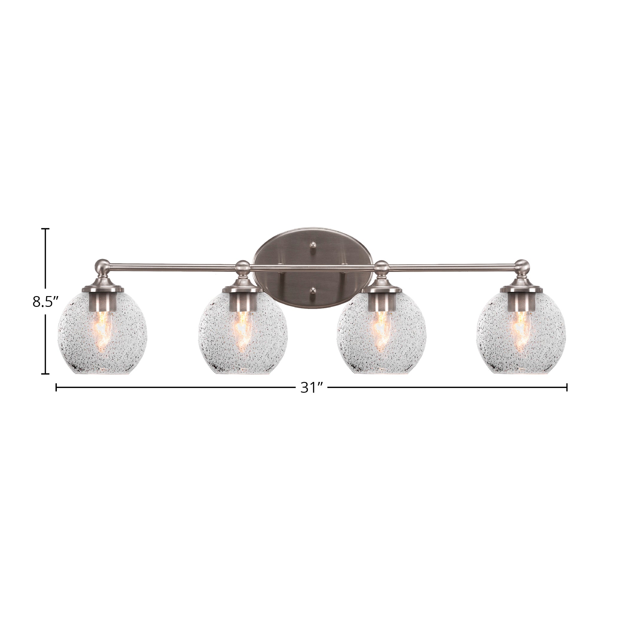 Capri Four Light Bath Bar in Brushed Nickel with 5.75" Smoke Bubble Shade