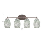 Capri Four Light Bath Bar in Brushed Nickel with 5" Black Fusion Shade