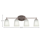 Capri Four Light Bath Bar in Brushed Nickel with 4.5" Square White Muslin Shade