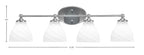 Capri Four Light Bath Bar in Brushed Nickel with 6.25" White Marble Shade