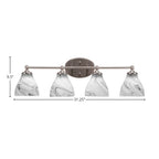 Capri Four Light Bath Bar in Brushed Nickel with 6.25" Onyx Swirl Shade