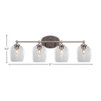 Capri Four Light Bath Bar in Brushed Nickel with 6" Clear Bubble Shade