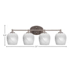 Capri Four Light Bath Bar in Brushed Nickel with 6" White Marble Shade