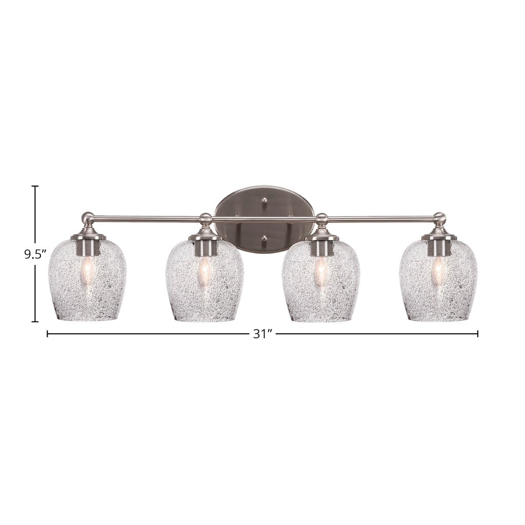 Capri Four Light Bath Bar in Brushed Nickel with 6" Smoke Bubble Shade