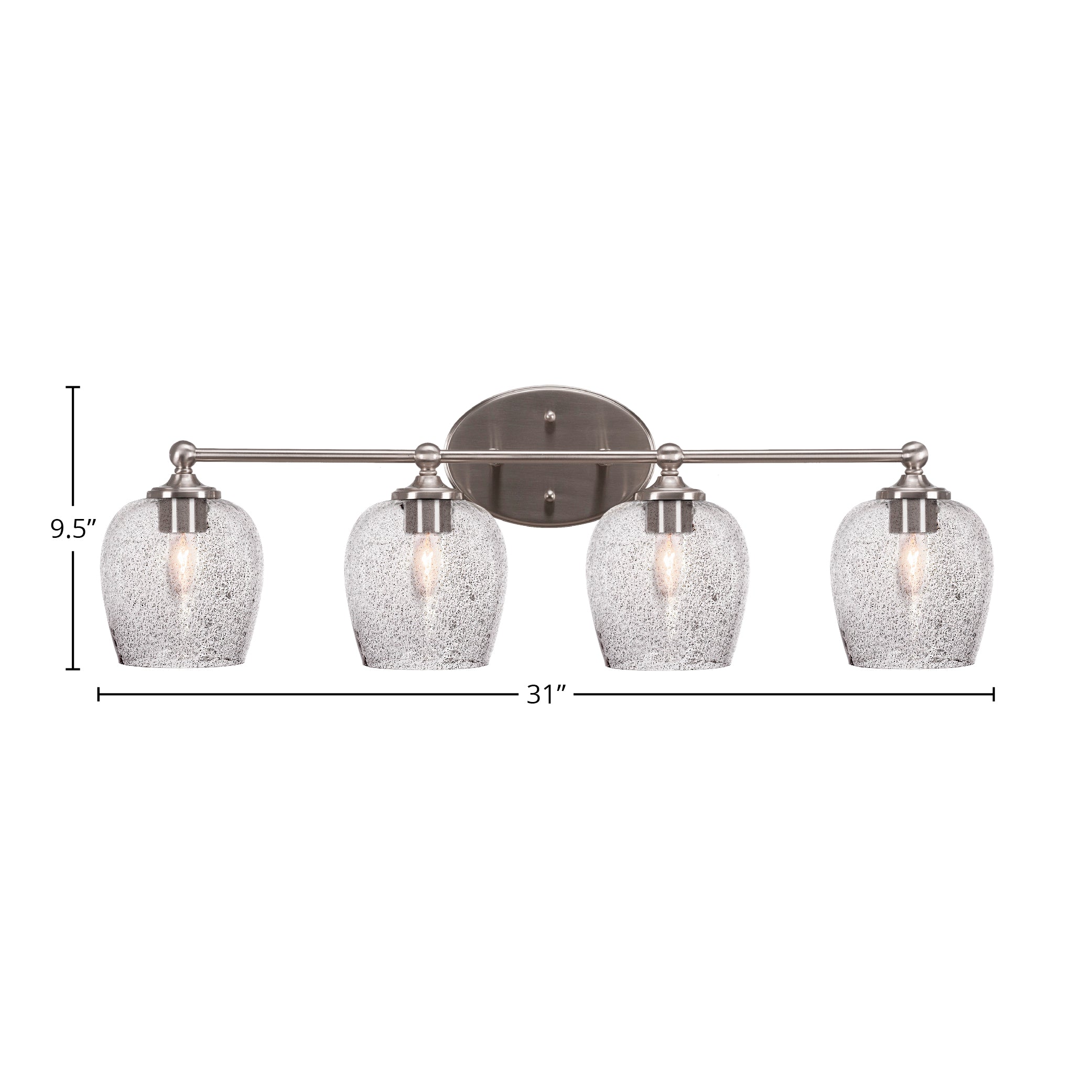 Capri Four Light Bath Bar in Brushed Nickel with 6" Smoke Bubble Shade
