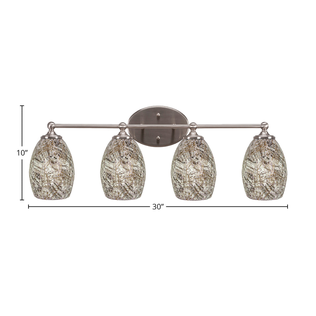 Capri Four Light Bath Bar in Brushed Nickel with 5" Natural Fusion Shade