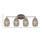 Capri Four Light Bath Bar in Brushed Nickel with 5" Natural Fusion Shade