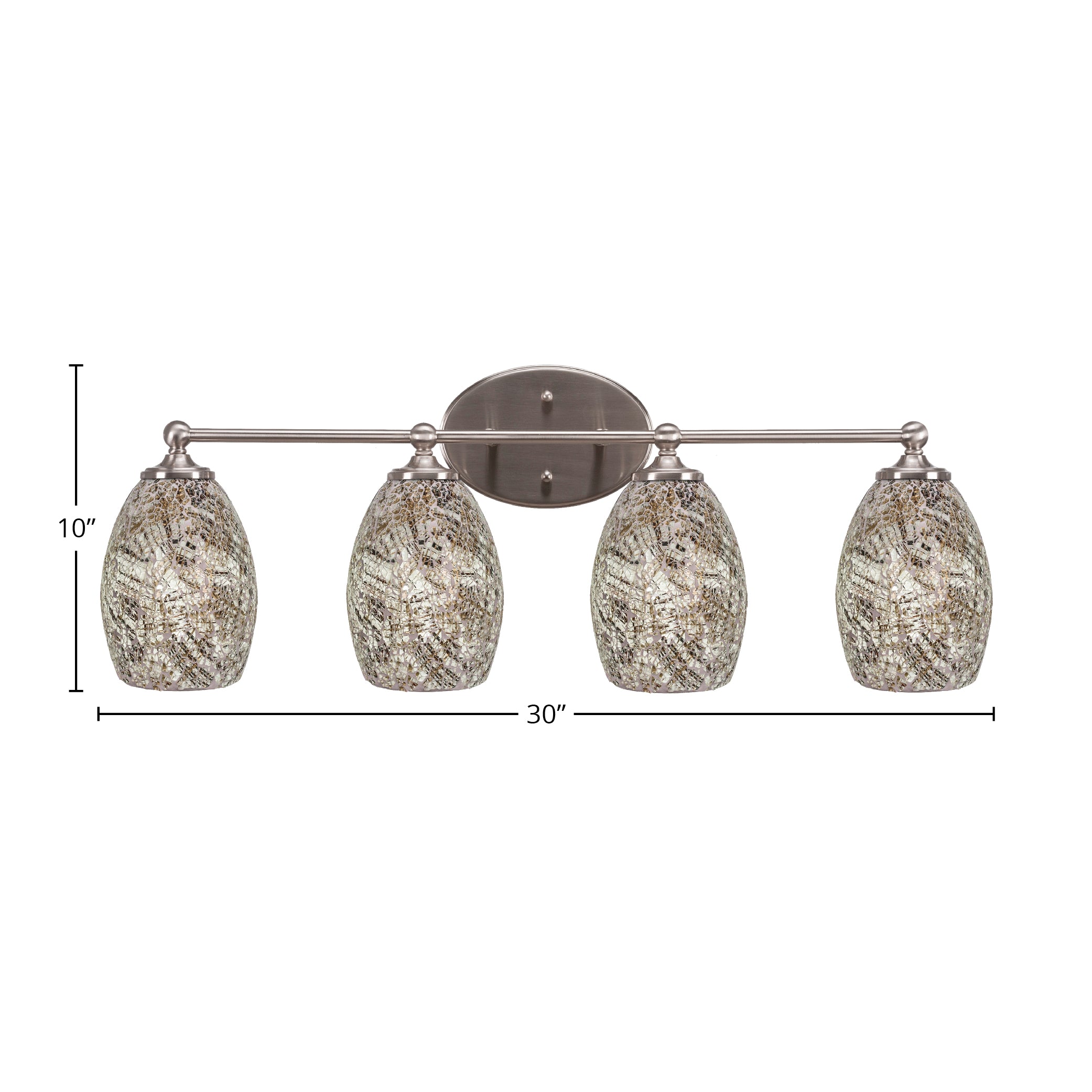 Capri Four Light Bath Bar in Brushed Nickel with 5" Natural Fusion Shade
