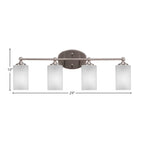 Capri Four Light Bath Bar in Brushed Nickel with 4" Square White Muslin Shade