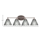 Capri Four Light Bath Bar in Brushed Nickel with 7" Diamond Ice Art Glass Shade