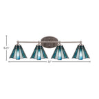 Capri Four Light Bath Bar in Brushed Nickel with 7" Sea Ice Art Glass Shade
