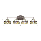 Capri Four Light Bath Bar in Brushed Nickel with 7" Royal Merlot Art Glass Shade