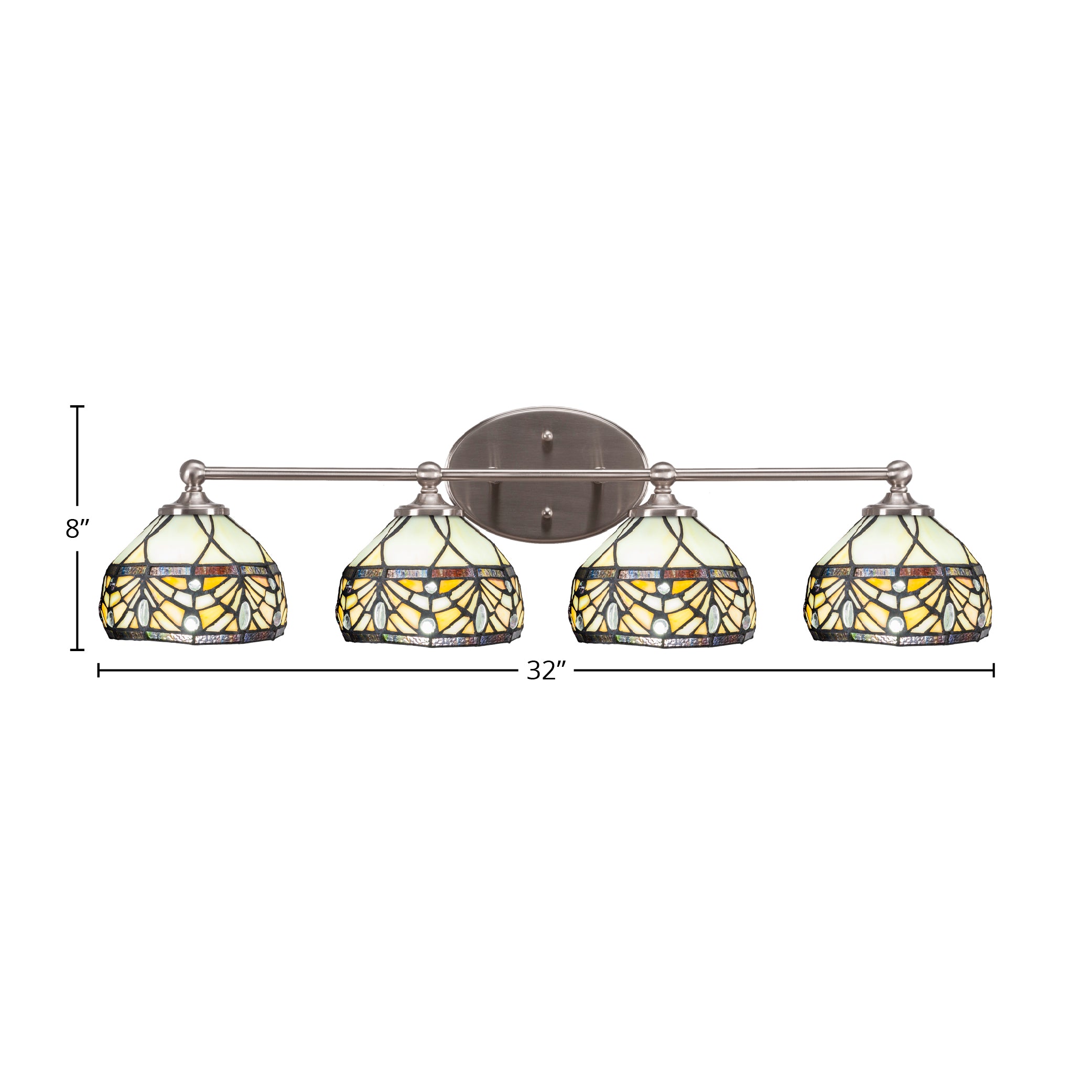 Capri Four Light Bath Bar in Brushed Nickel with 7" Royal Merlot Art Glass Shade