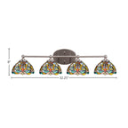 Capri Four Light Bath Bar in Brushed Nickel with 7" Kaleidoscope Art Glass Shade