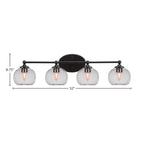 Capri Four Light Bath Bar in Matte Black with 7" Clear Bubble Shade