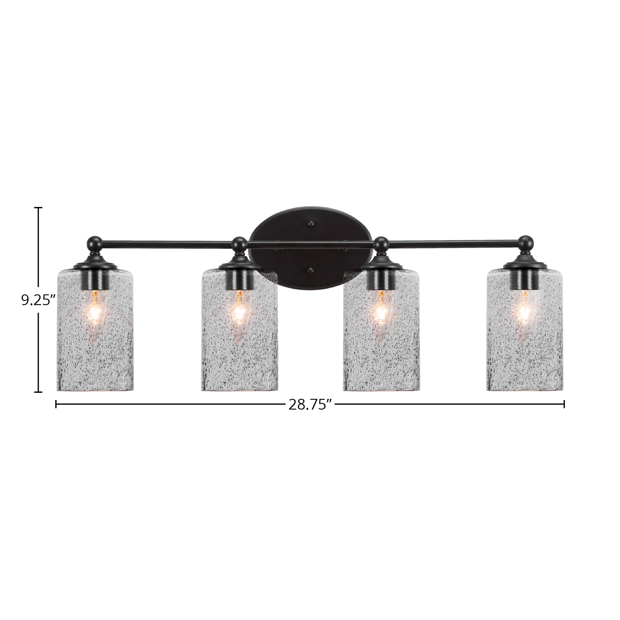 Capri Four Light Bath Bar in Matte Black with 4" Smoke Bubble Shade