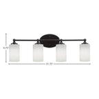Capri Four Light Bath Bar in Matte Black with 4" White Muslin Shade
