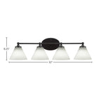 Capri Four Light Bath Bar in Matte Black with 7" White Muslin Shade