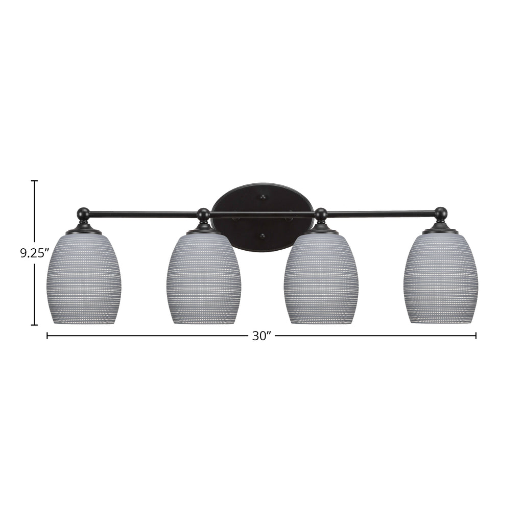Capri Four Light Bath Bar in Matte Black with 5" Gray Matrix Shade