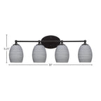 Capri Four Light Bath Bar in Matte Black with 5" Gray Matrix Shade