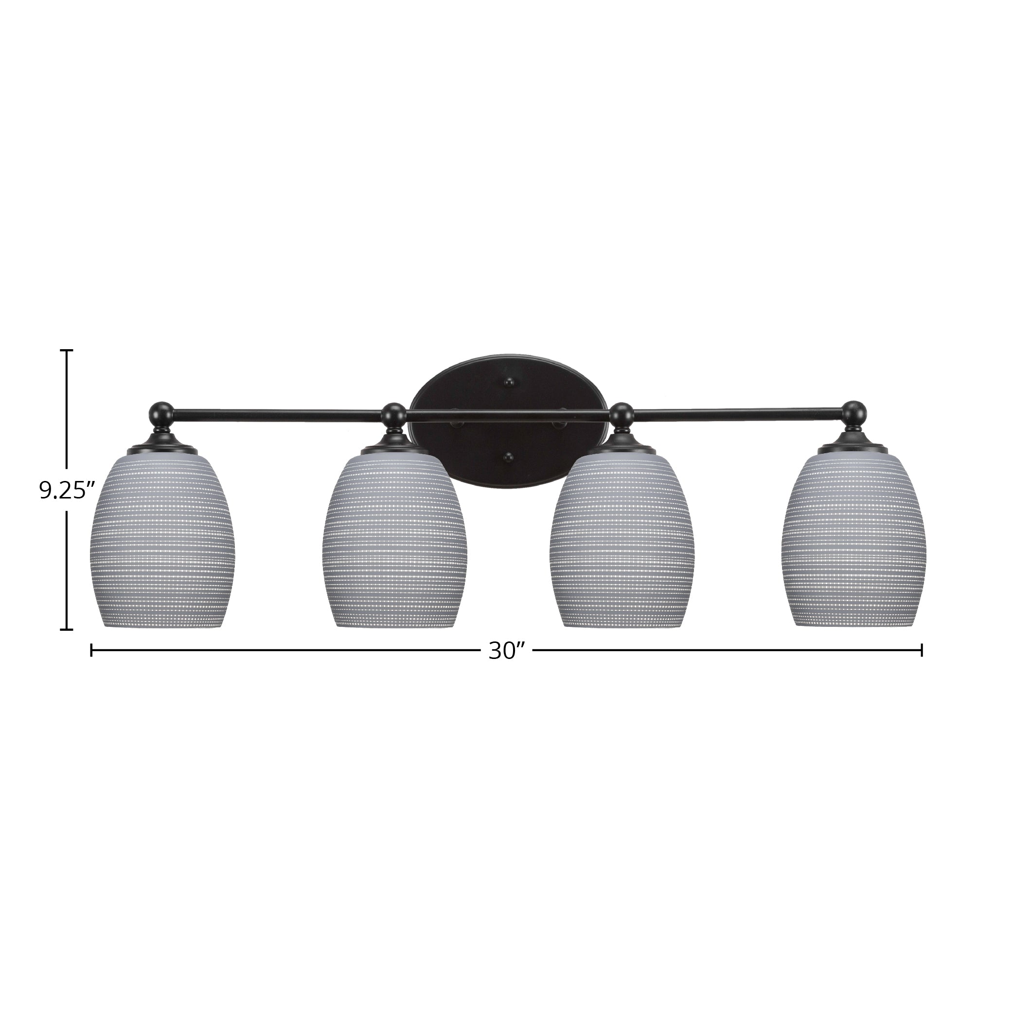 Capri Four Light Bath Bar in Matte Black with 5" Gray Matrix Shade