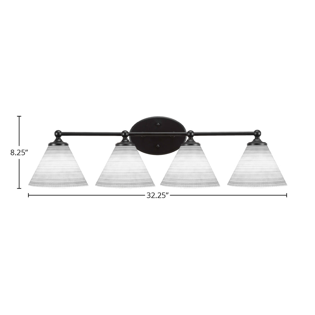 Capri Four Light Bath Bar in Matte Black with 7" White Matrix Shade