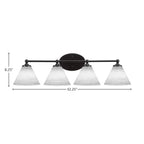 Capri Four Light Bath Bar in Matte Black with 7" White Matrix Shade