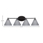 Capri Four Light Bath Bar in Matte Black with 7" Gray Matrix Shade