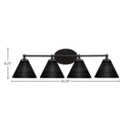 Capri Four Light Bath Bar in Matte Black with 7" Black Matrix Shade