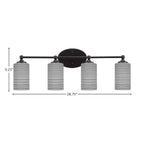 Capri Four Light Bath Bar in Matte Black with 4" Gray Matrix Shade