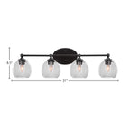 Capri Four Light Bath Bar in Matte Black with 5.75" Clear Bubble Shade