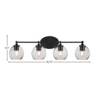Capri Four Light Bath Bar in Matte Black with 5.75" Smoke Bubble Shade