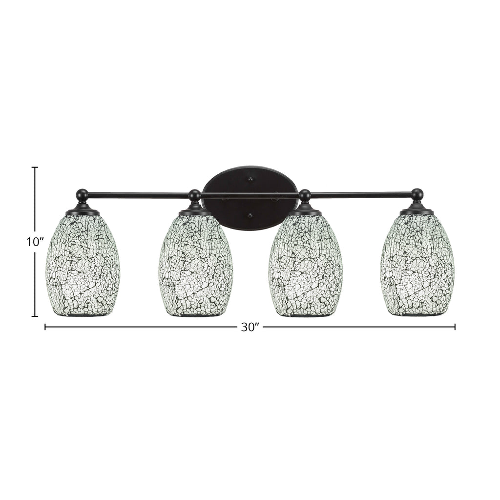Capri Four Light Bath Bar in Matte Black with 5" Black Fusion Shade