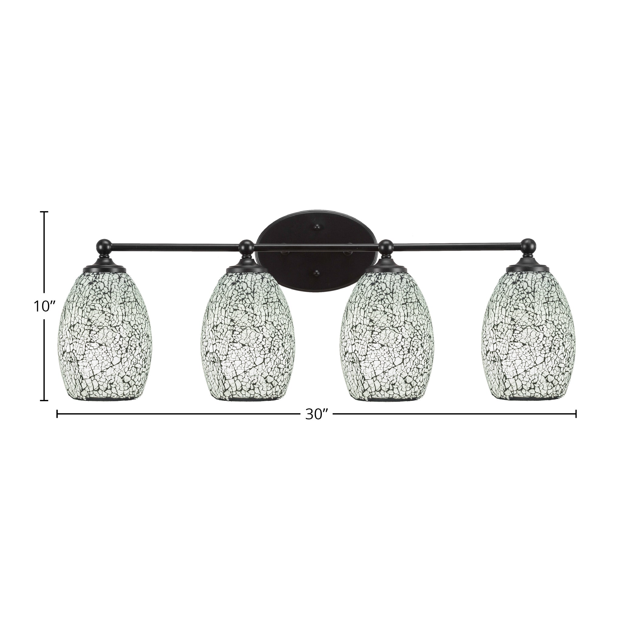 Capri Four Light Bath Bar in Matte Black with 5" Black Fusion Shade