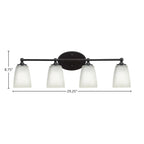 Capri Four Light Bath Bar in Matte Black with 4.5" Square White Muslin Shade