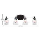 Capri Four Light Bath Bar in Matte Black with 4.5" Square Clear Bubble Shade