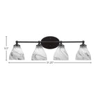 Capri Four Light Bath Bar in Matte Black with 6.25" Onyx Swirl Shade